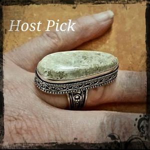 New Fossil Coral 925 Silver Ring.